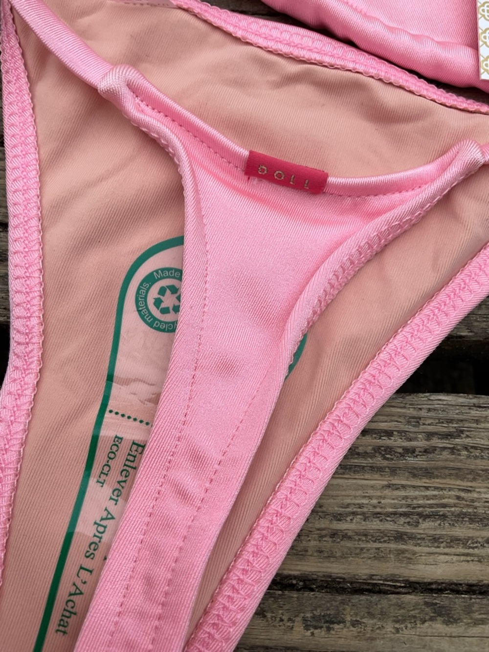 Dollcake Pink Triangle String Bikini Set top medium bottom large - Picture 5 of 11
